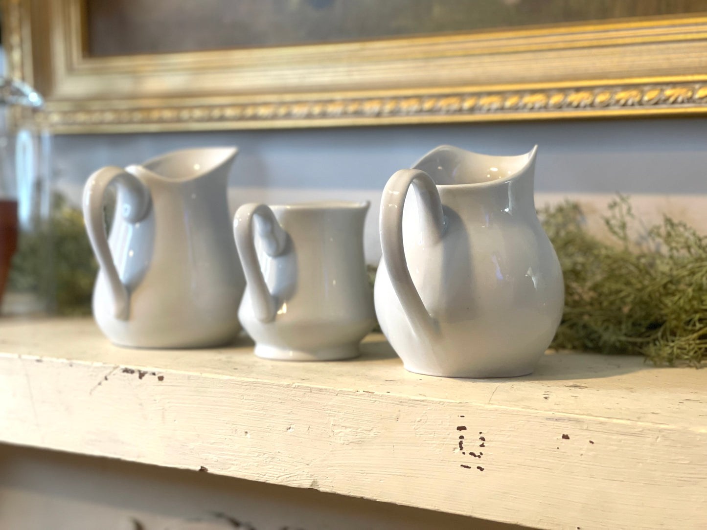 Farmhouse Ironstone Pitchers - Set of Three