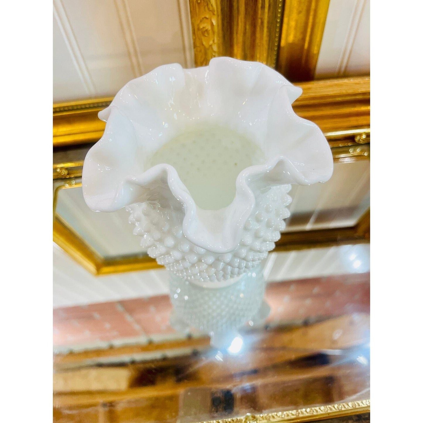 Fenton Hobnail Milk Glass Vase 1970's | White Vase | Wedding Decor | Centerpiece