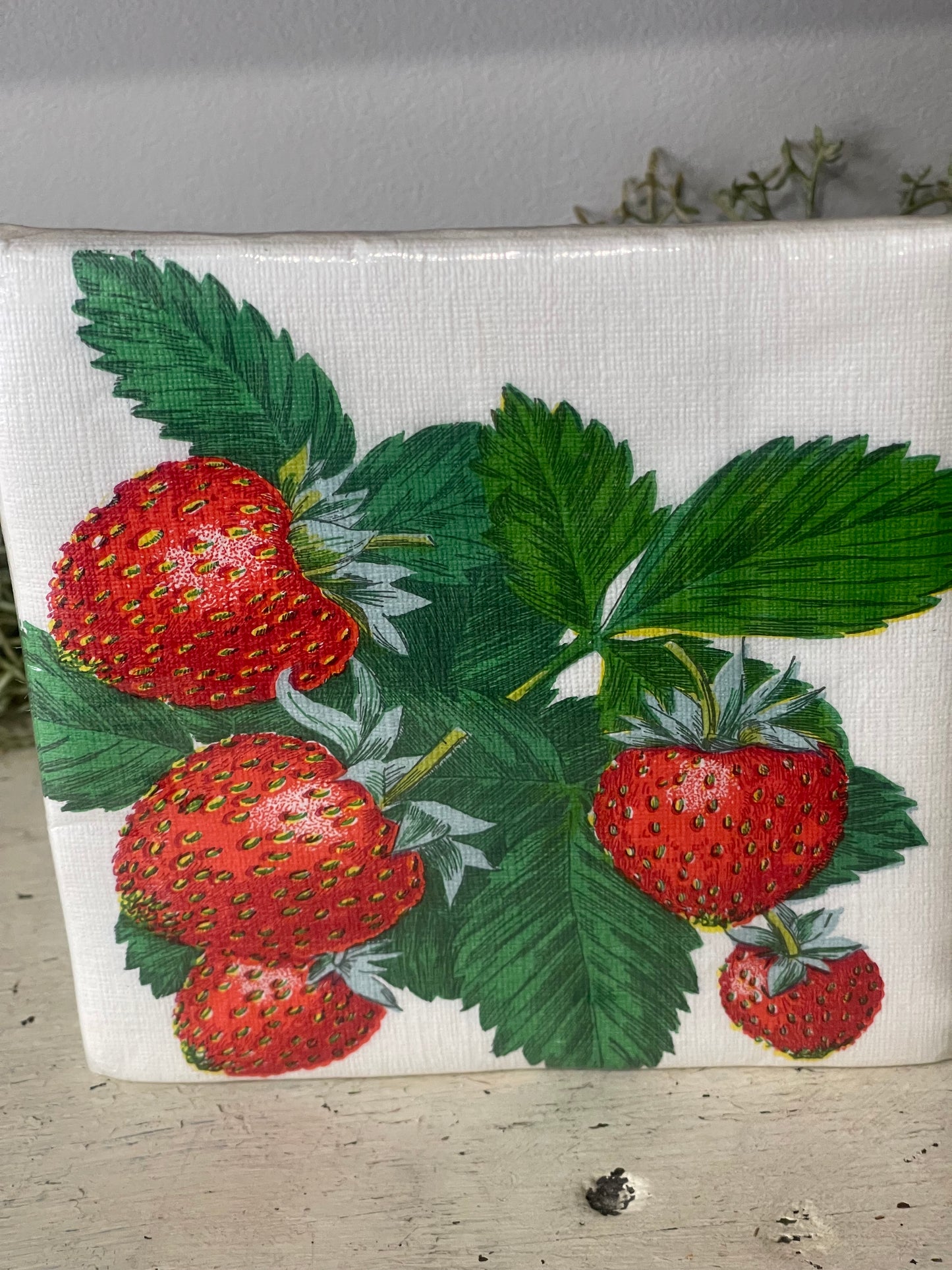 Vintage Set of Strawberry Paper Napkins