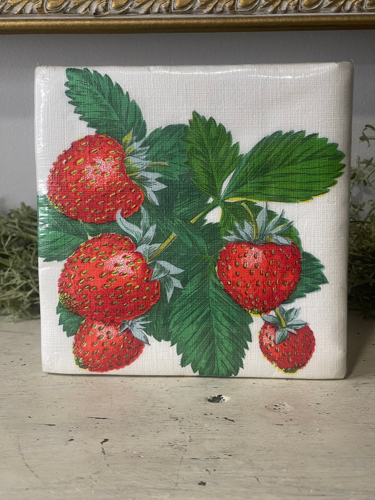 Vintage Set of Strawberry Paper Napkins