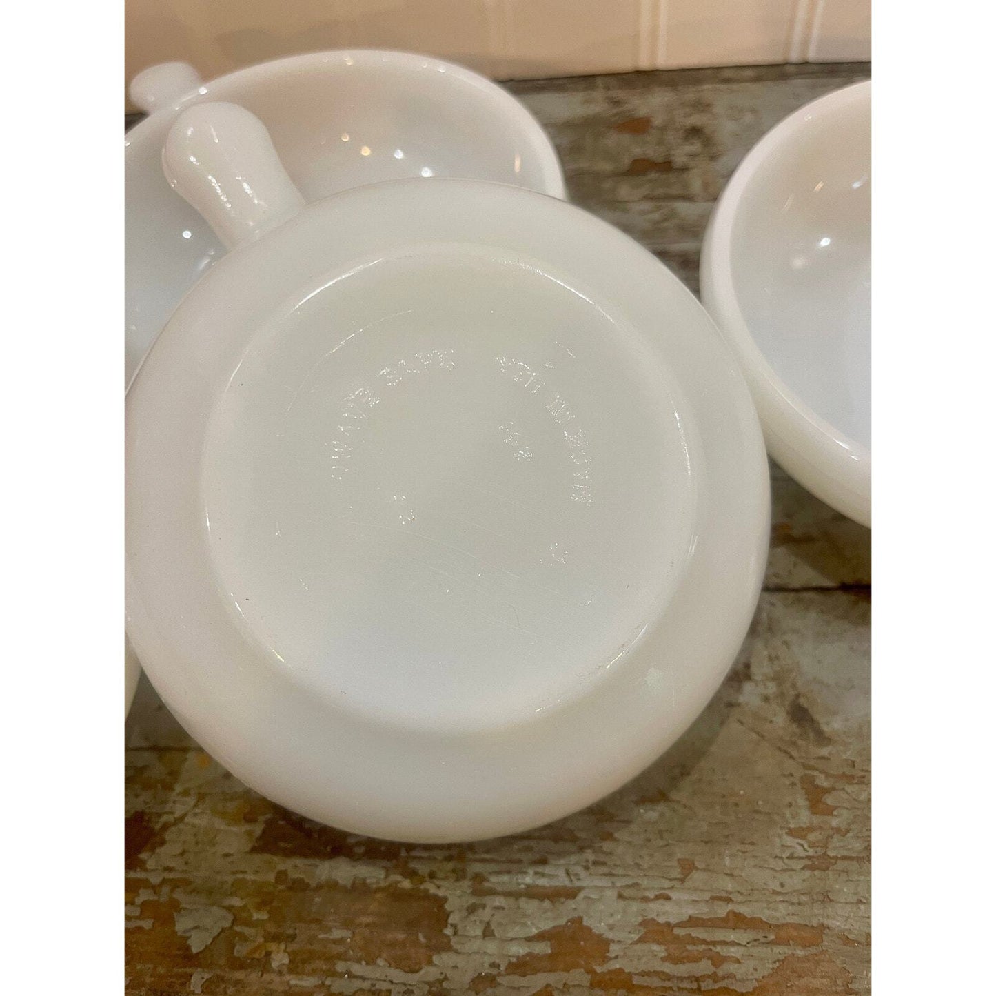 Vintage GLASBAKE | Oven & Microwave Proof Handled Dishes | Milk Glass Bowl Set