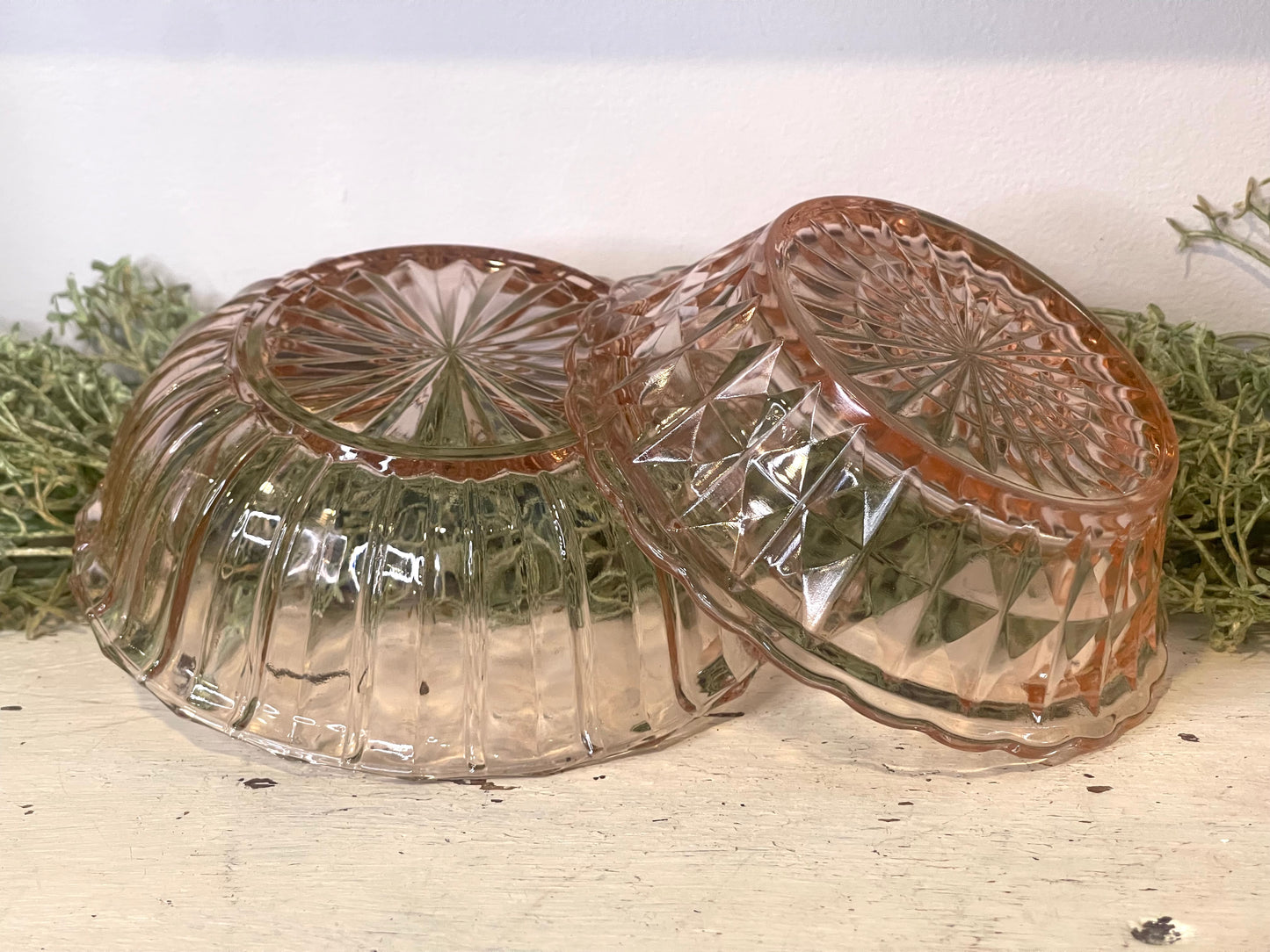 Pink Depression Glass Candy Dish | Set of Two