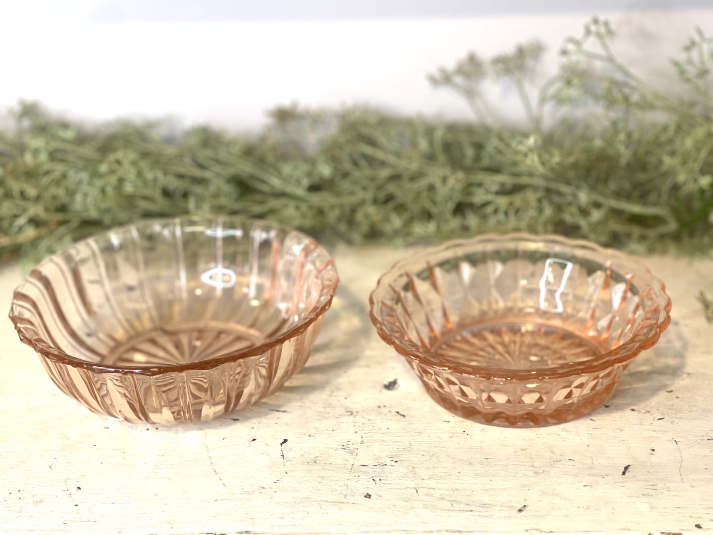 Pink Depression Glass Candy Dish | Set of Two