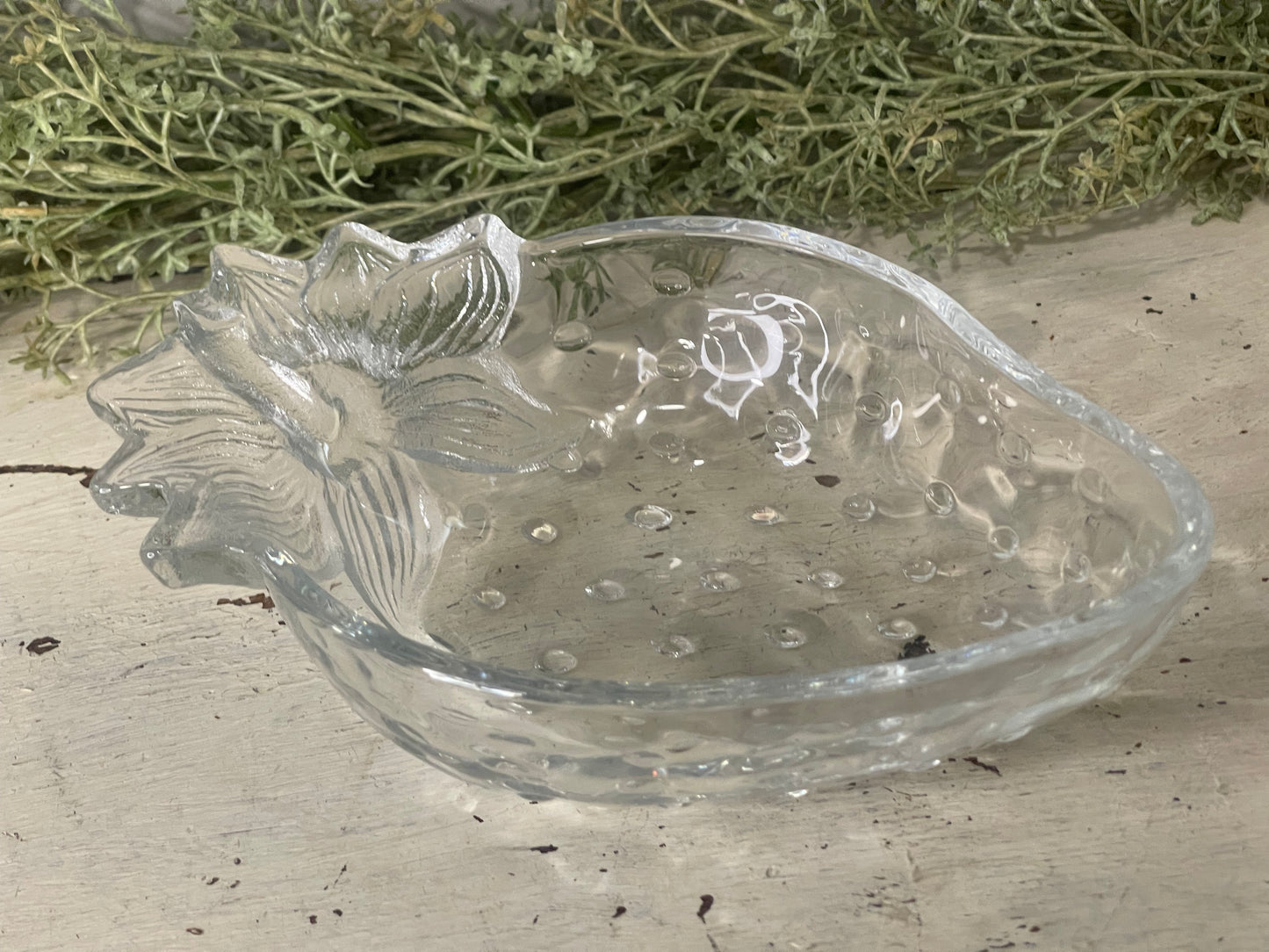 Strawberry Clear Glass Trinket Dish