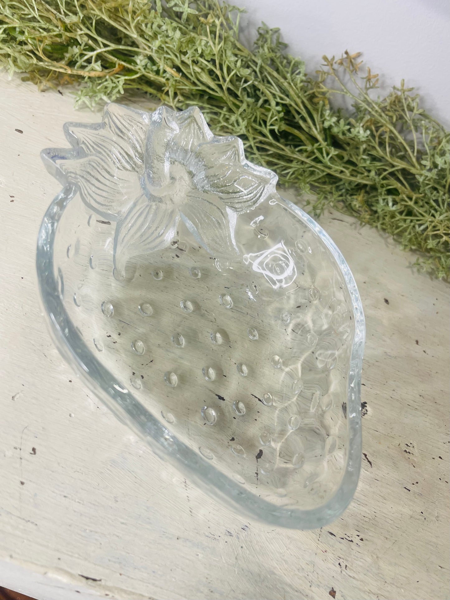Strawberry Clear Glass Trinket Dish