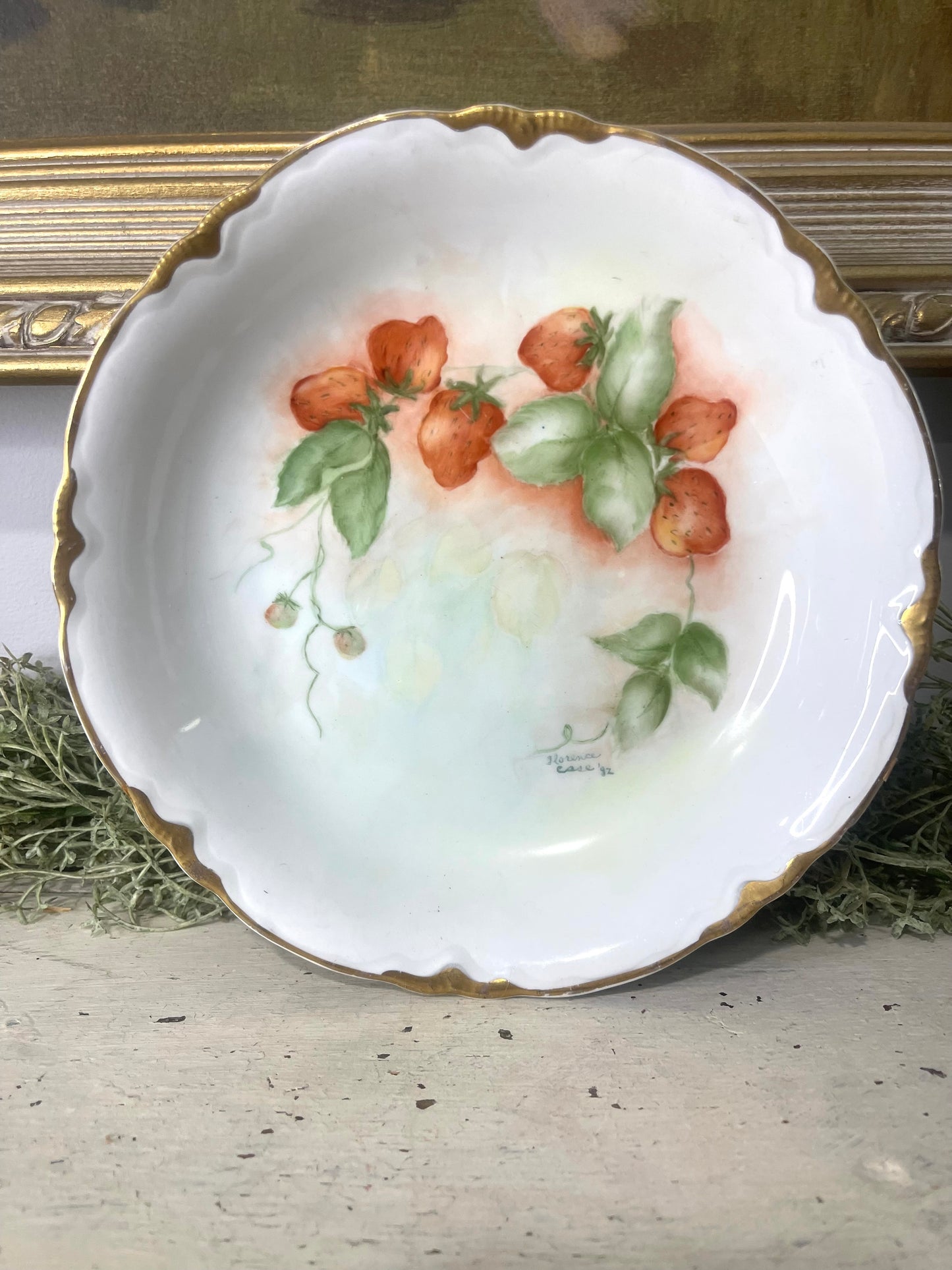 18K Trim Strawberry Dish