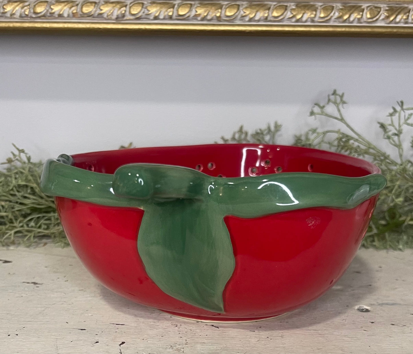 Vintage Strawberry Glass Colander