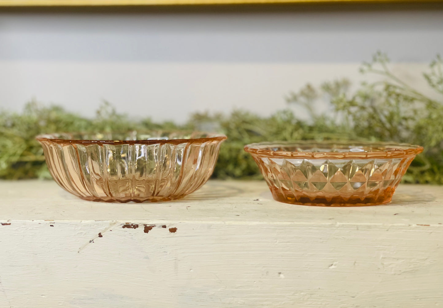 Pink Depression Glass Candy Dish | Set of Two