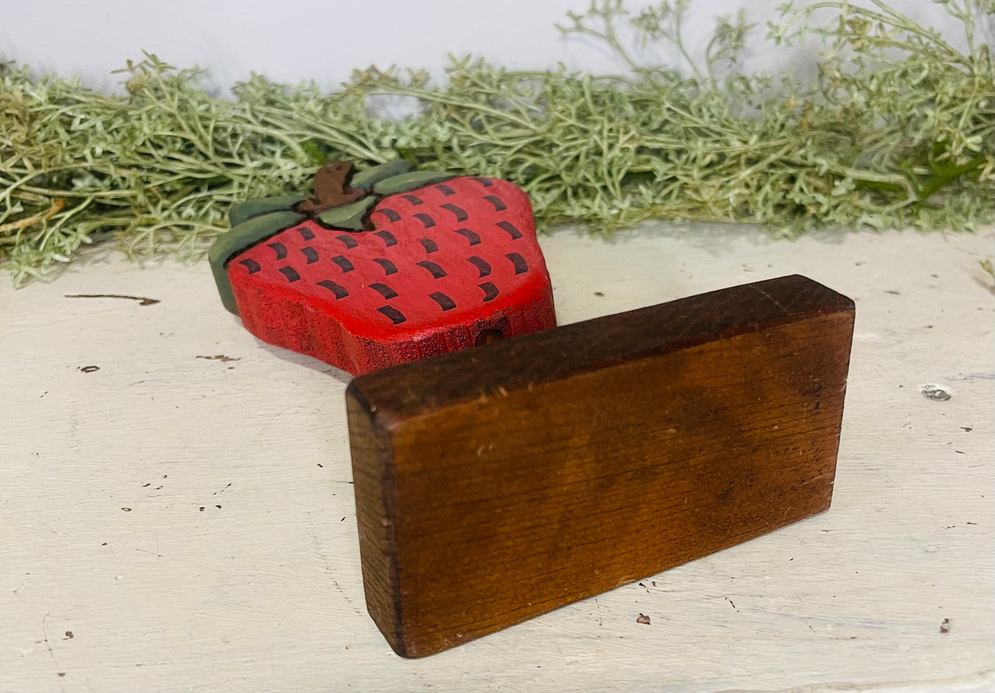 Wooden Strawberry on Pedestal