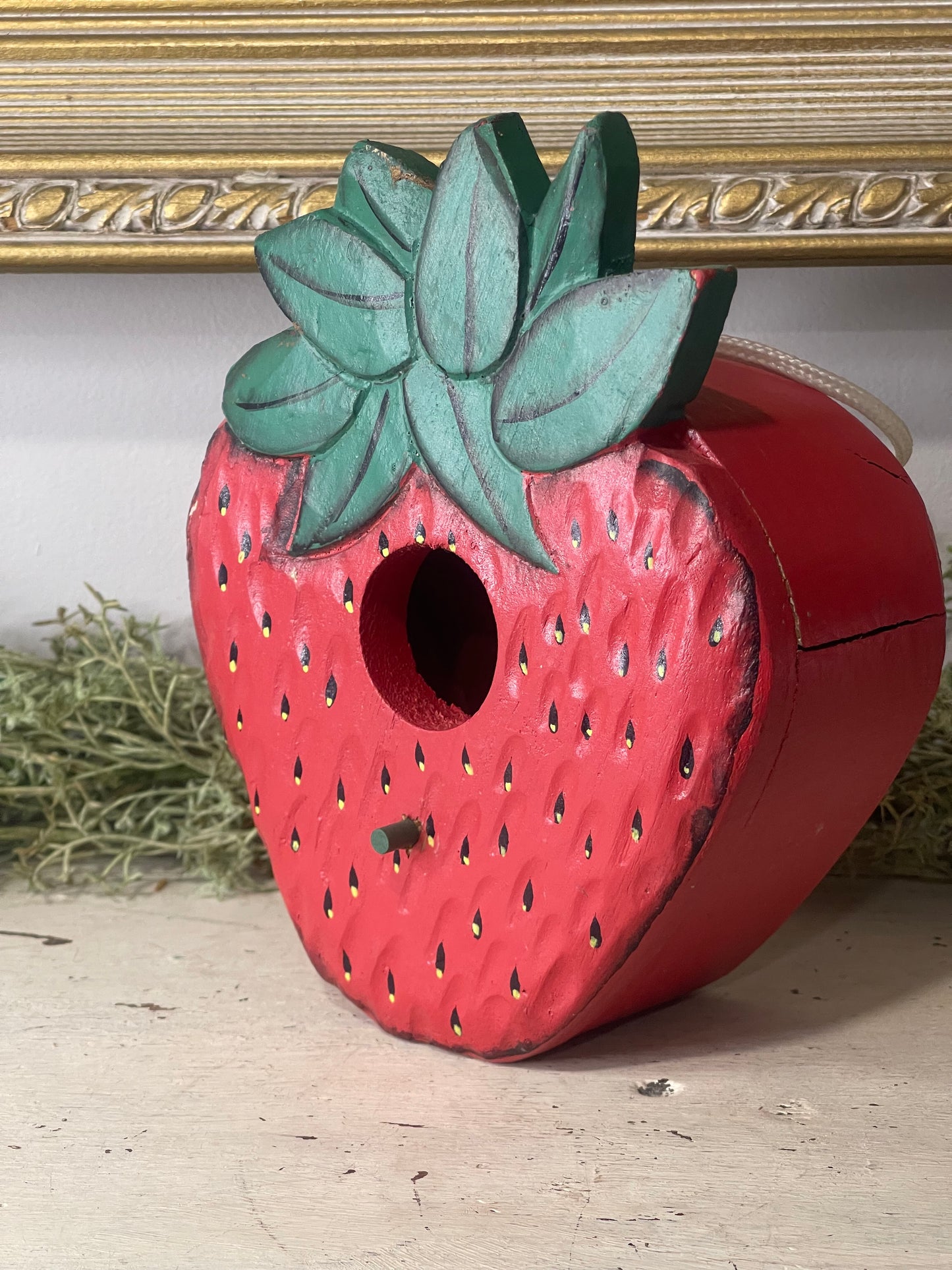 Strawberry Wooden Bird Feeder