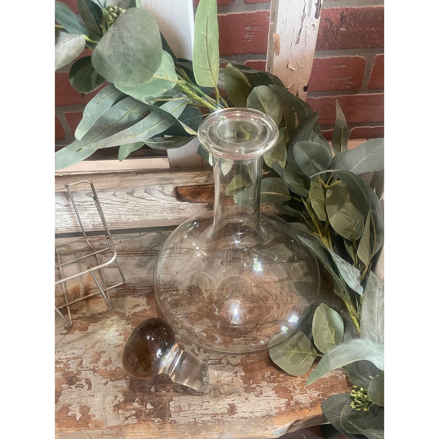 Vintage Wine Decanter | Glass Decanter | Art Deco Style| Large Glass Bottle