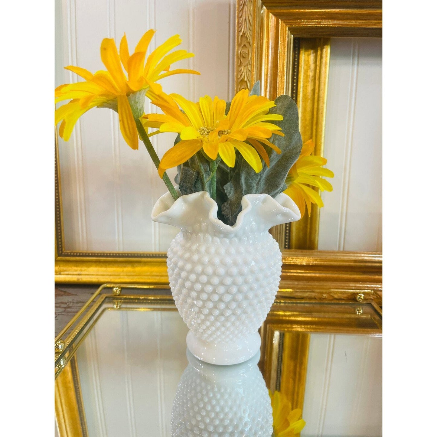Fenton Hobnail Milk Glass Vase 1970's | White Vase | Wedding Decor | Centerpiece
