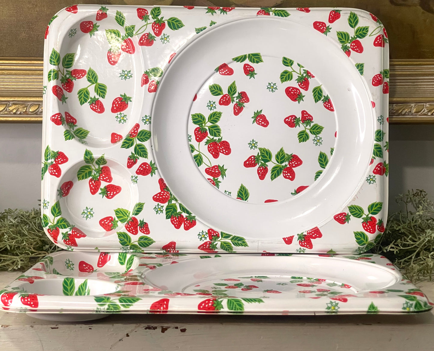 Vintage Strawberry Fields Lunch Dinner Food Trays