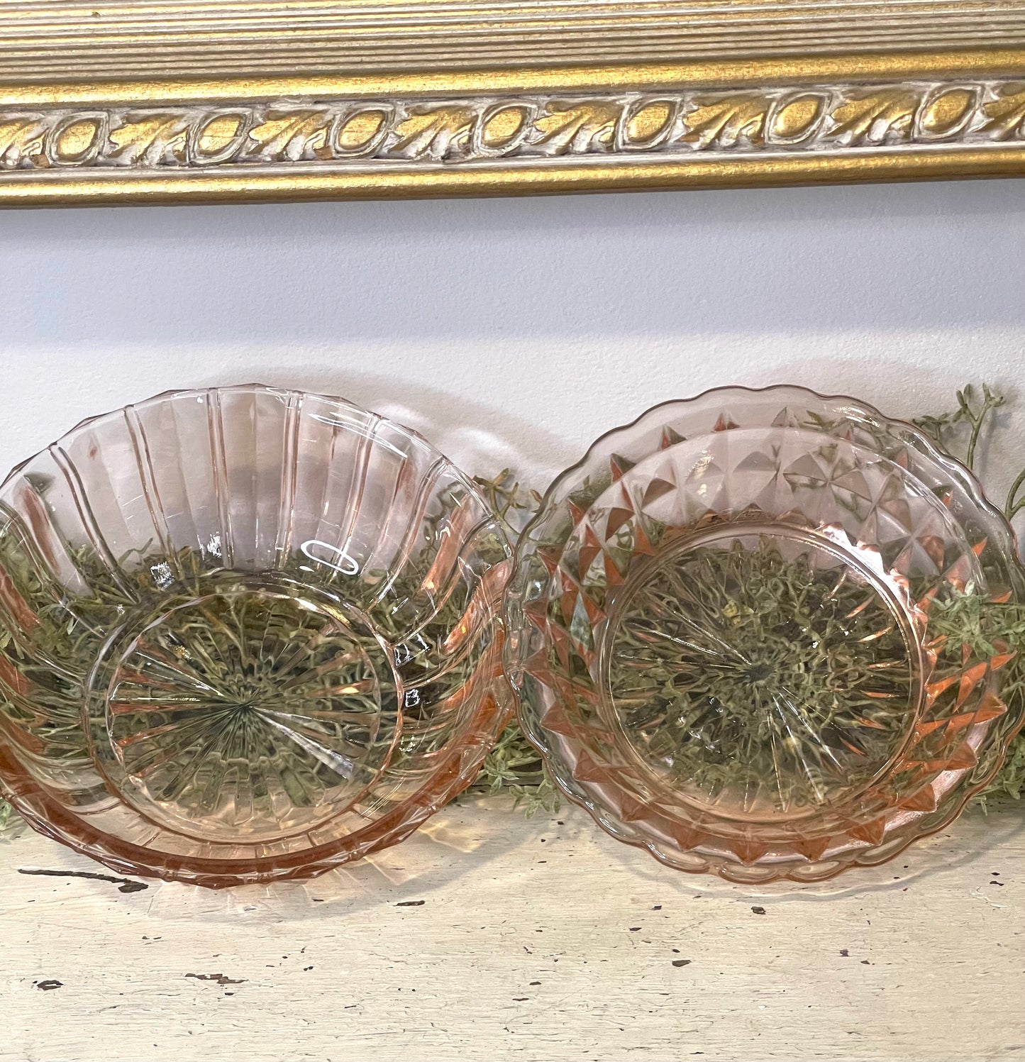 Pink Depression Glass Candy Dish | Set of Two