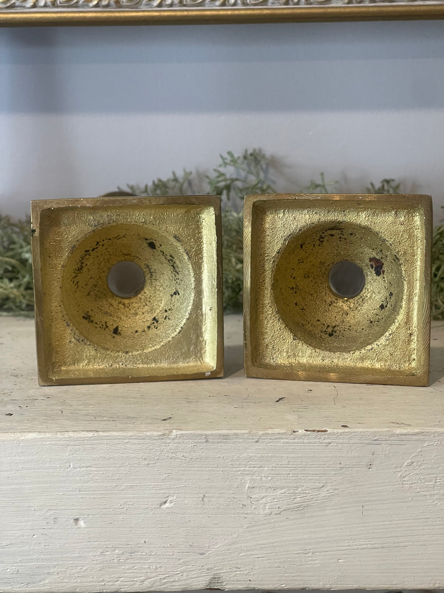Brass & Lucite Candlestick Holders | Set of Two