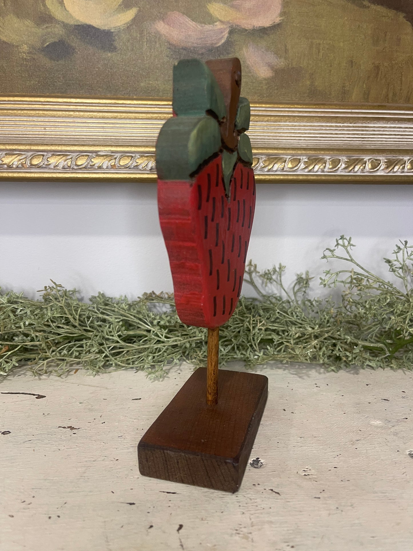 Wooden Strawberry on Pedestal