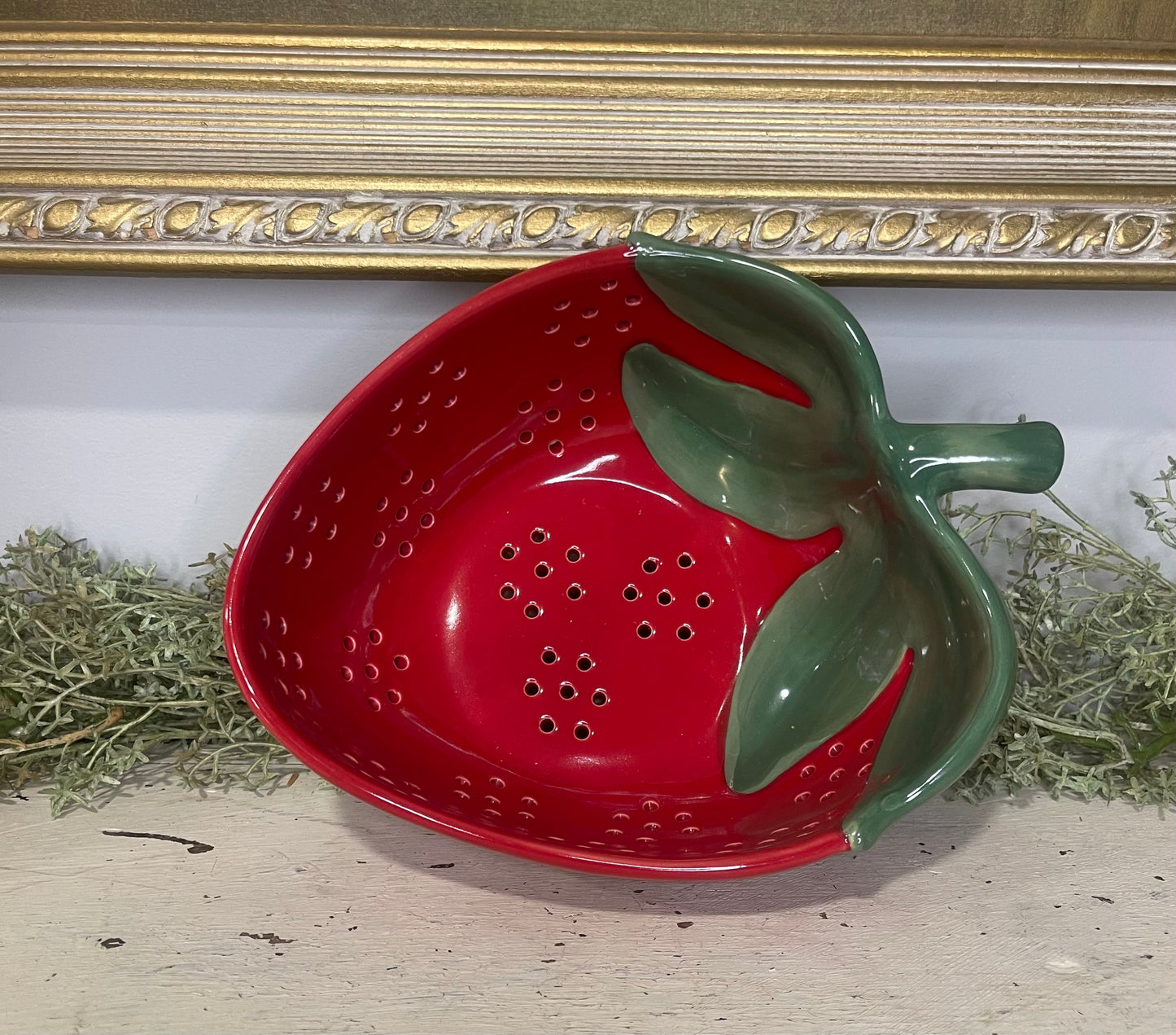 Vintage Strawberry Glass Colander
