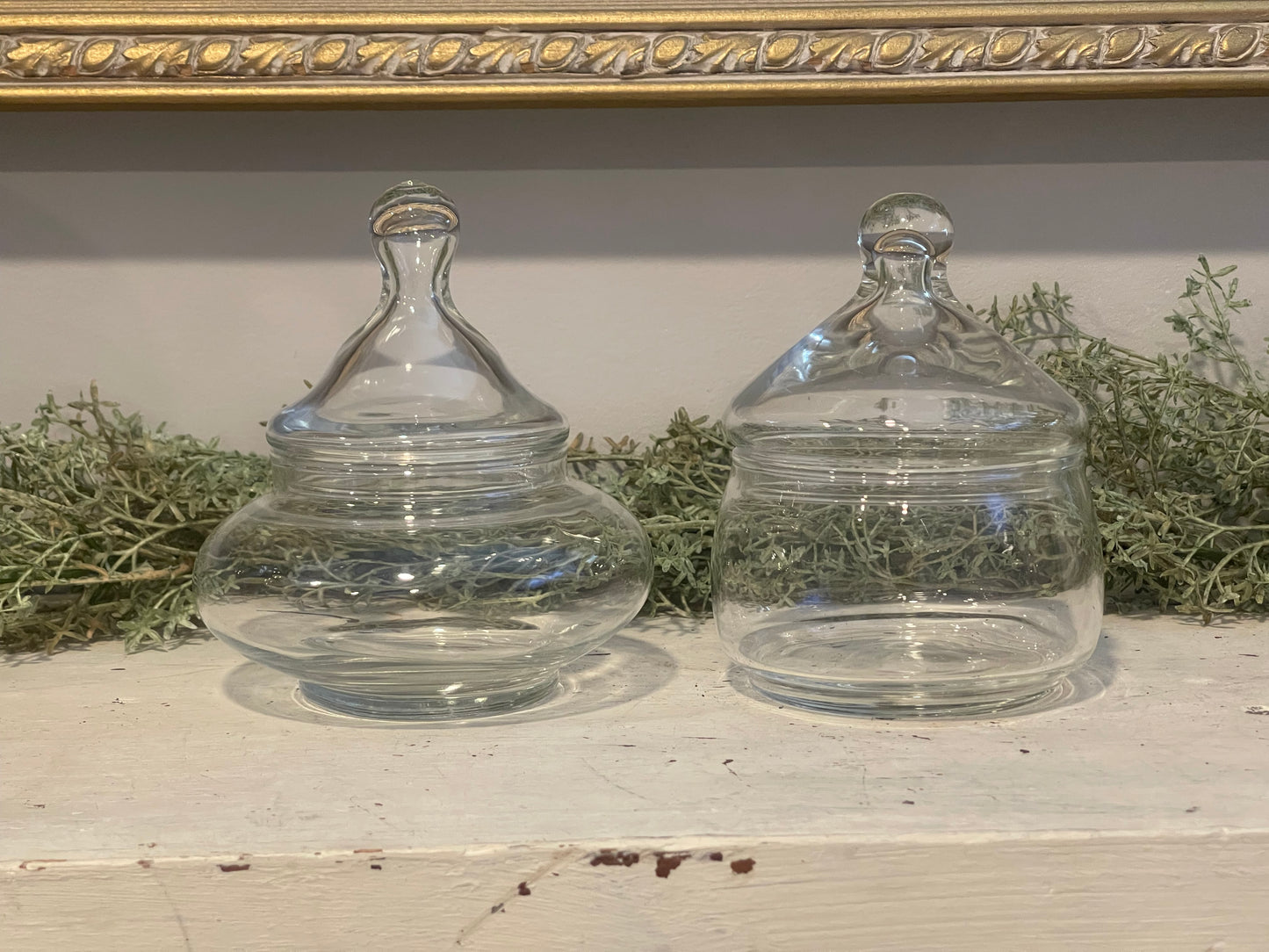 Vintage Glass Apothecary Candy Jars | Set of Two