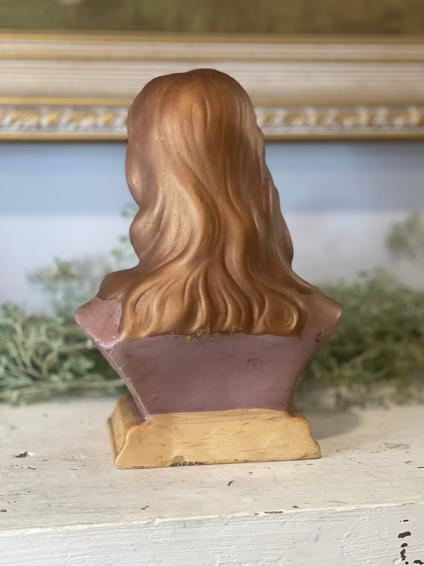 Vintage Jesus Head Bust Ceramic Statue Holland Mold Hand Painted | Religious Figurine