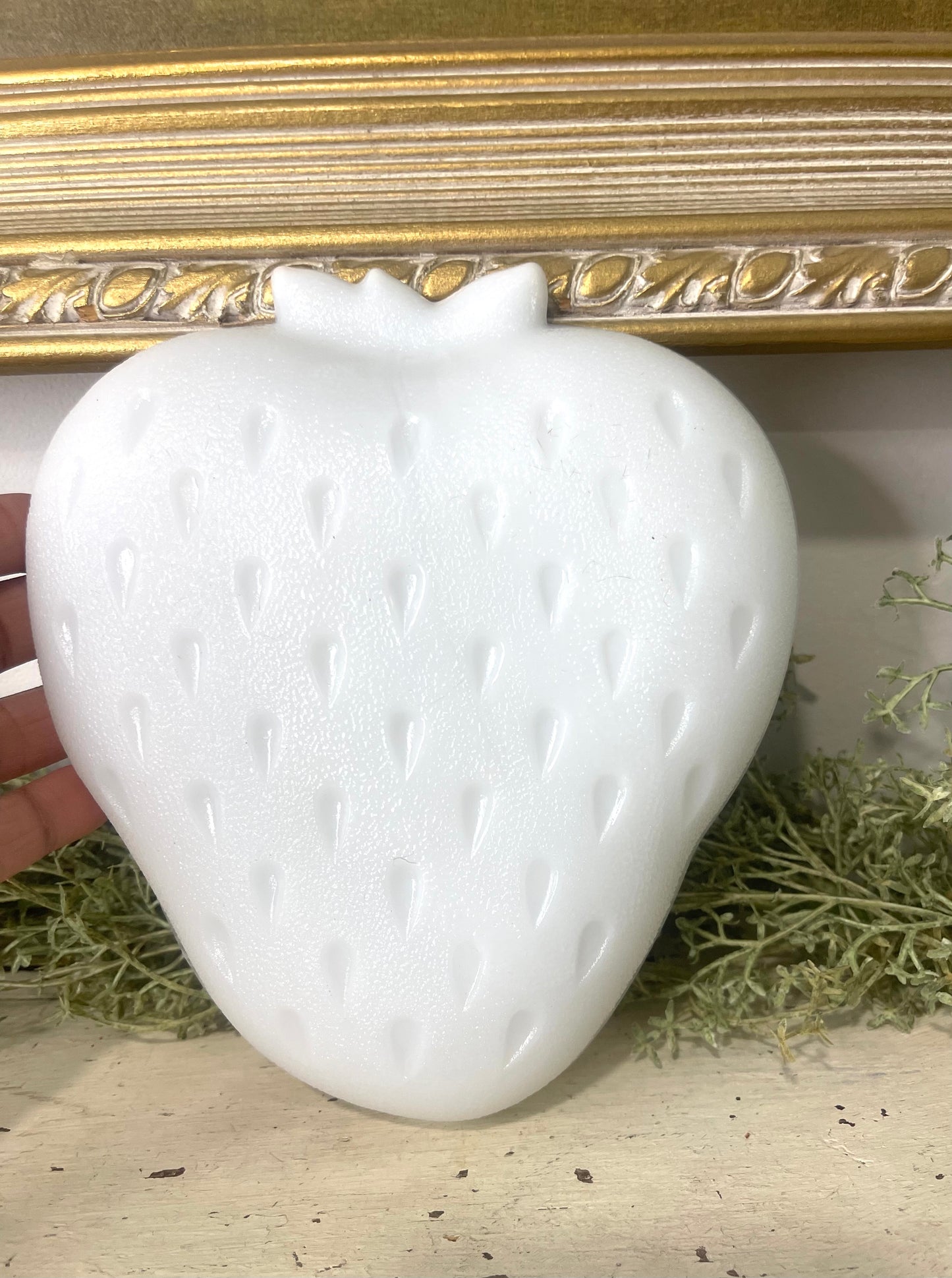 Vintage Milk Glass White Strawberry Trinket Dish