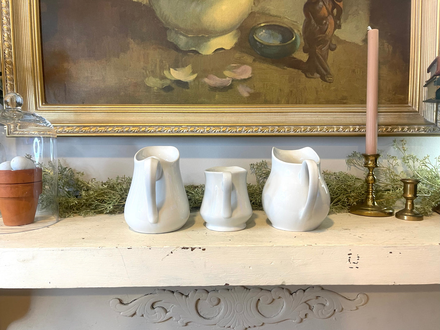 Farmhouse Ironstone Pitchers - Set of Three