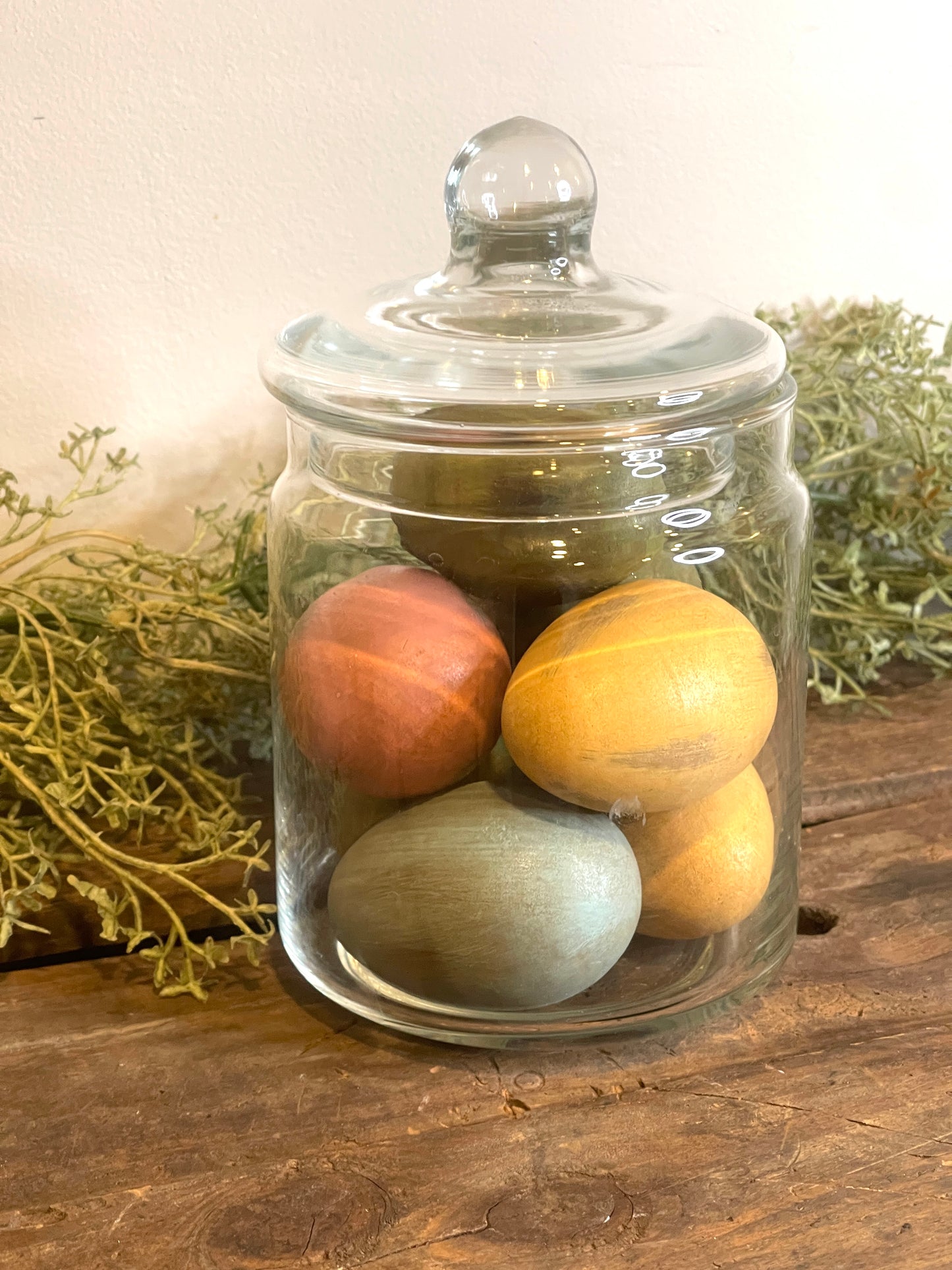 Vintage Clear Glass Apothecary Jar with Bubble Knob Lid