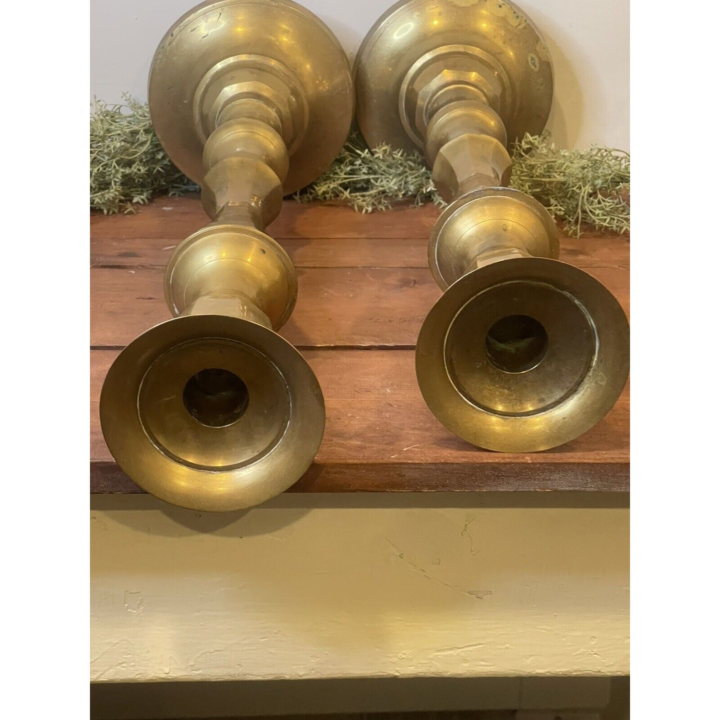 Vintage Brass Candle Holders 24” - Made In India | Set of Two | Tall Candles