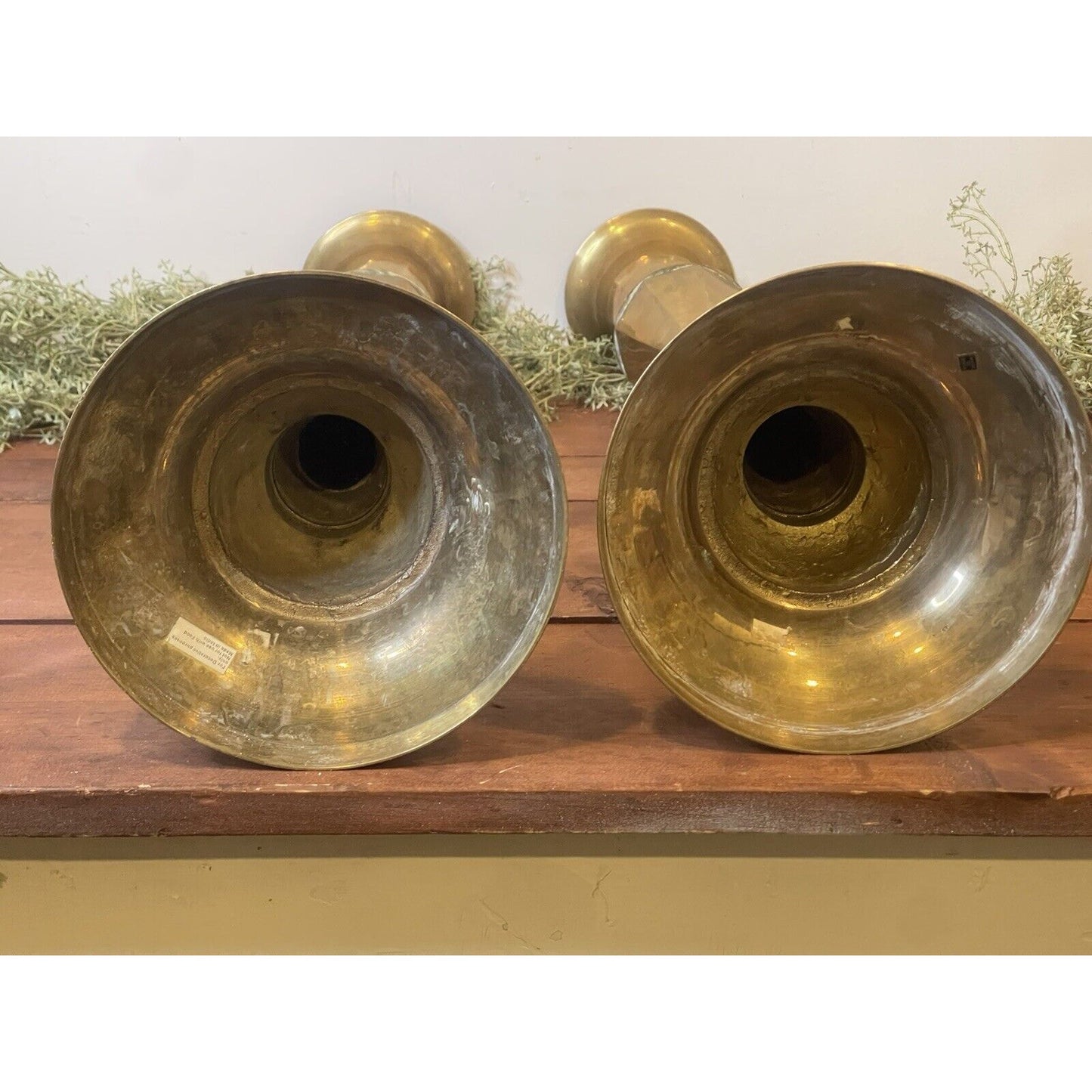Vintage Brass Candle Holders 24” - Made In India | Set of Two | Tall Candles