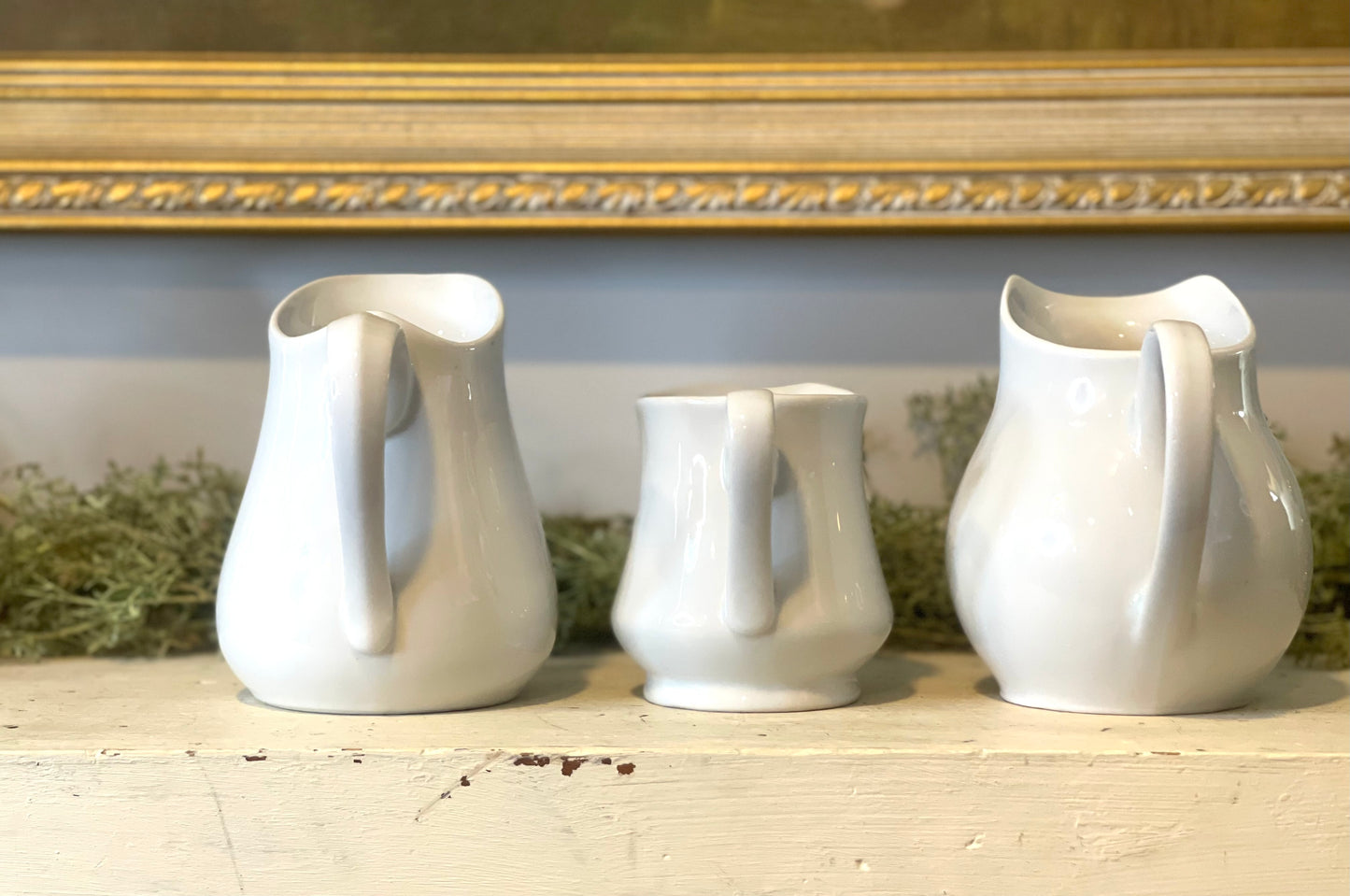 Farmhouse Ironstone Pitchers - Set of Three