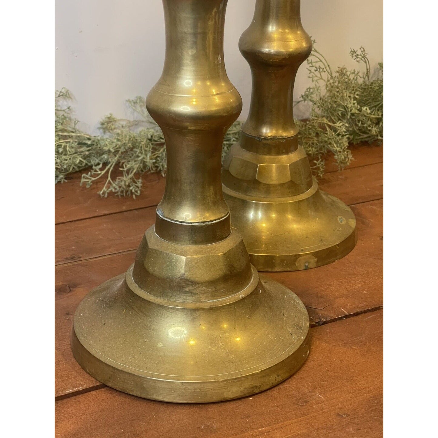 Vintage Brass Candle Holders 24” - Made In India | Set of Two | Tall Candles