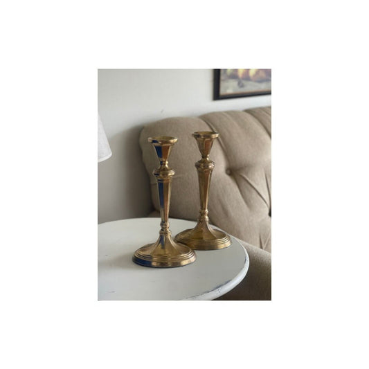 Vintage Brass Candle Holders | Pair of Candlesticks | Vintage Decor | Paneled
