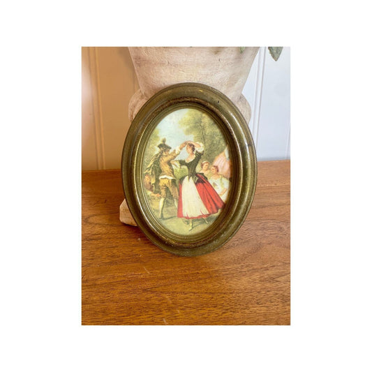 Vintage Italian Wall Picture Man Woman Dancing | Italy | Vintage Art | Oval Art