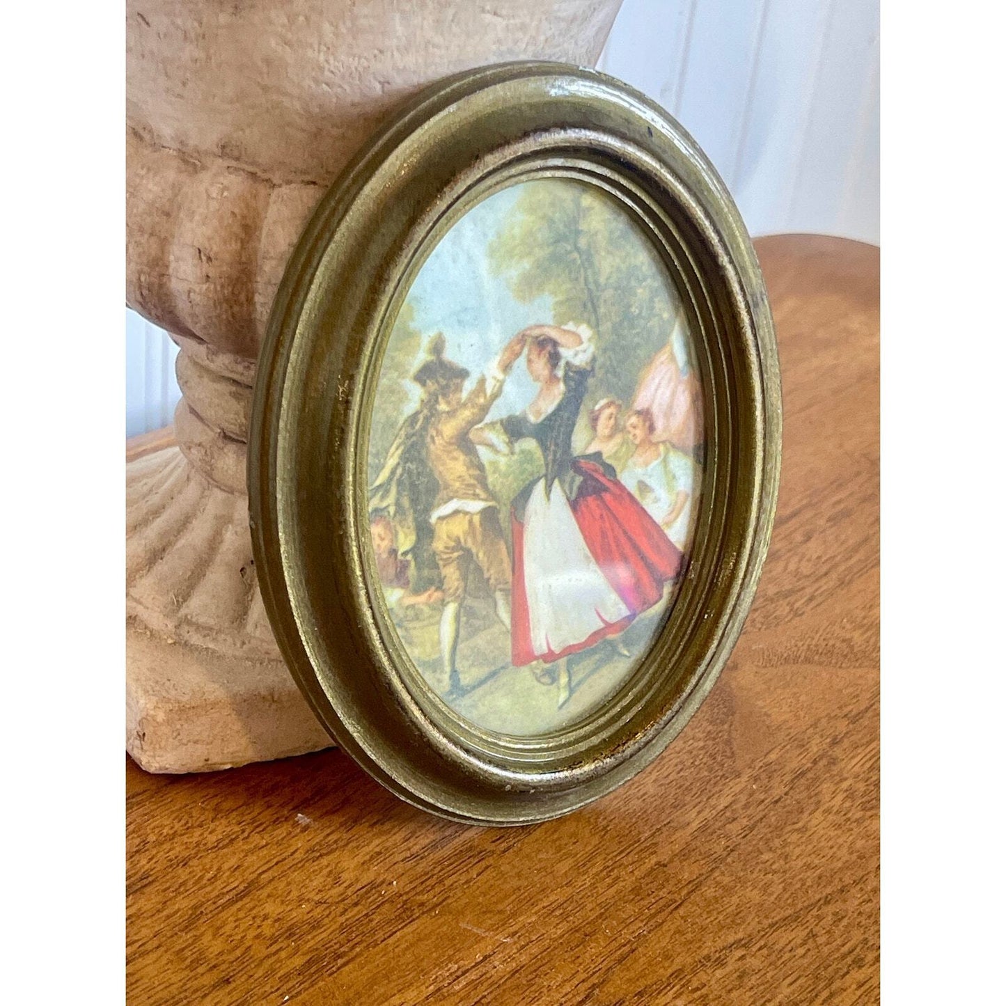 Vintage Italian Wall Picture Man Woman Dancing | Italy | Vintage Art | Oval Art