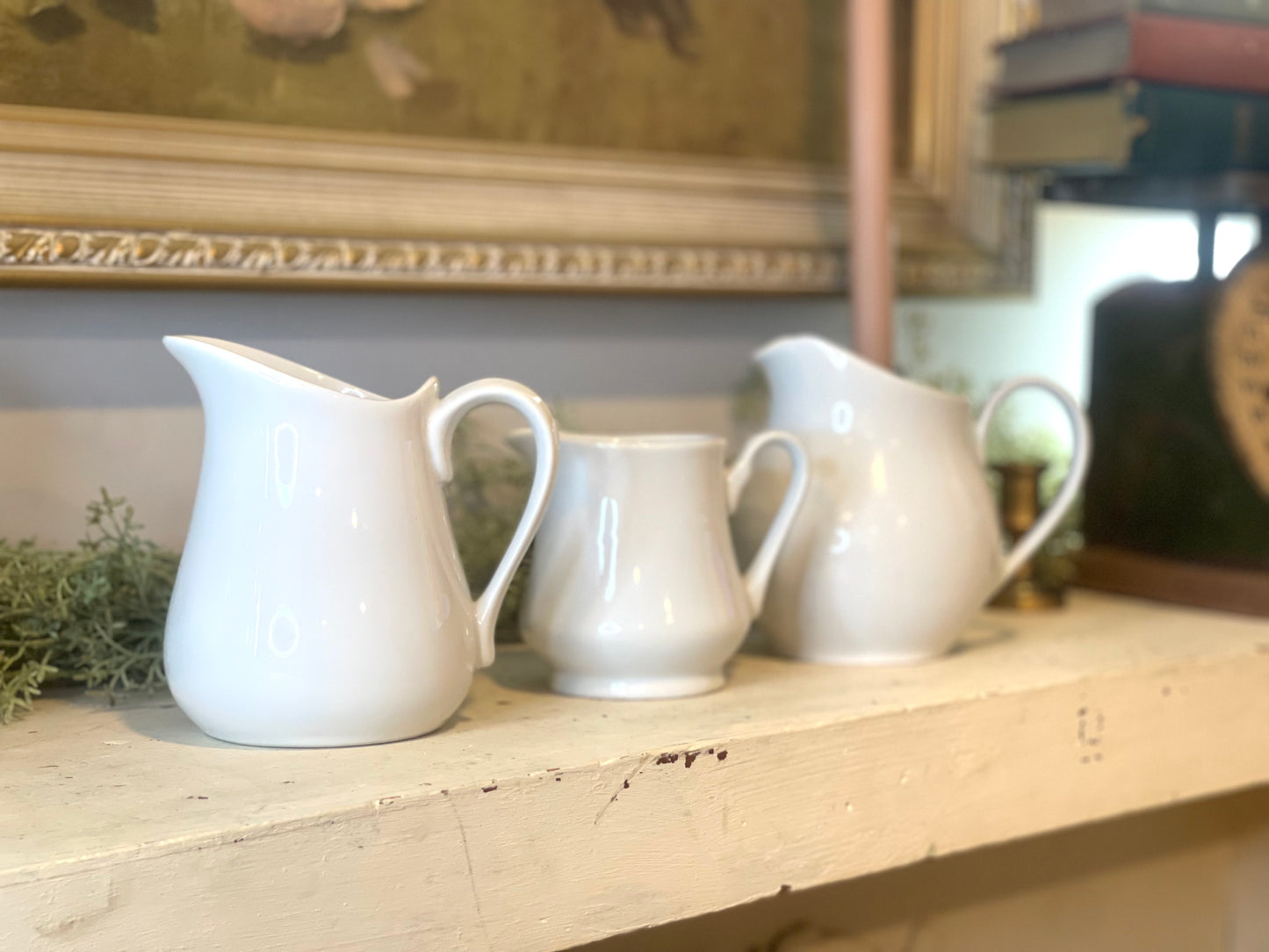 Farmhouse Ironstone Pitchers - Set of Three