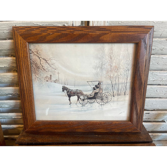 Miran Lee "To Mothers House" | Amish Art | Signed | Framed Art | Vintage Amish