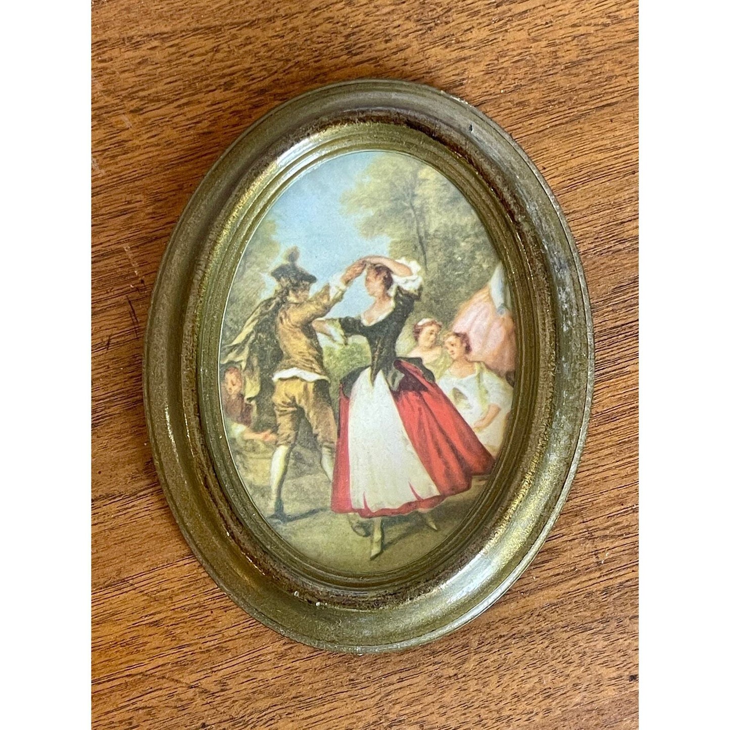 Vintage Italian Wall Picture Man Woman Dancing | Italy | Vintage Art | Oval Art