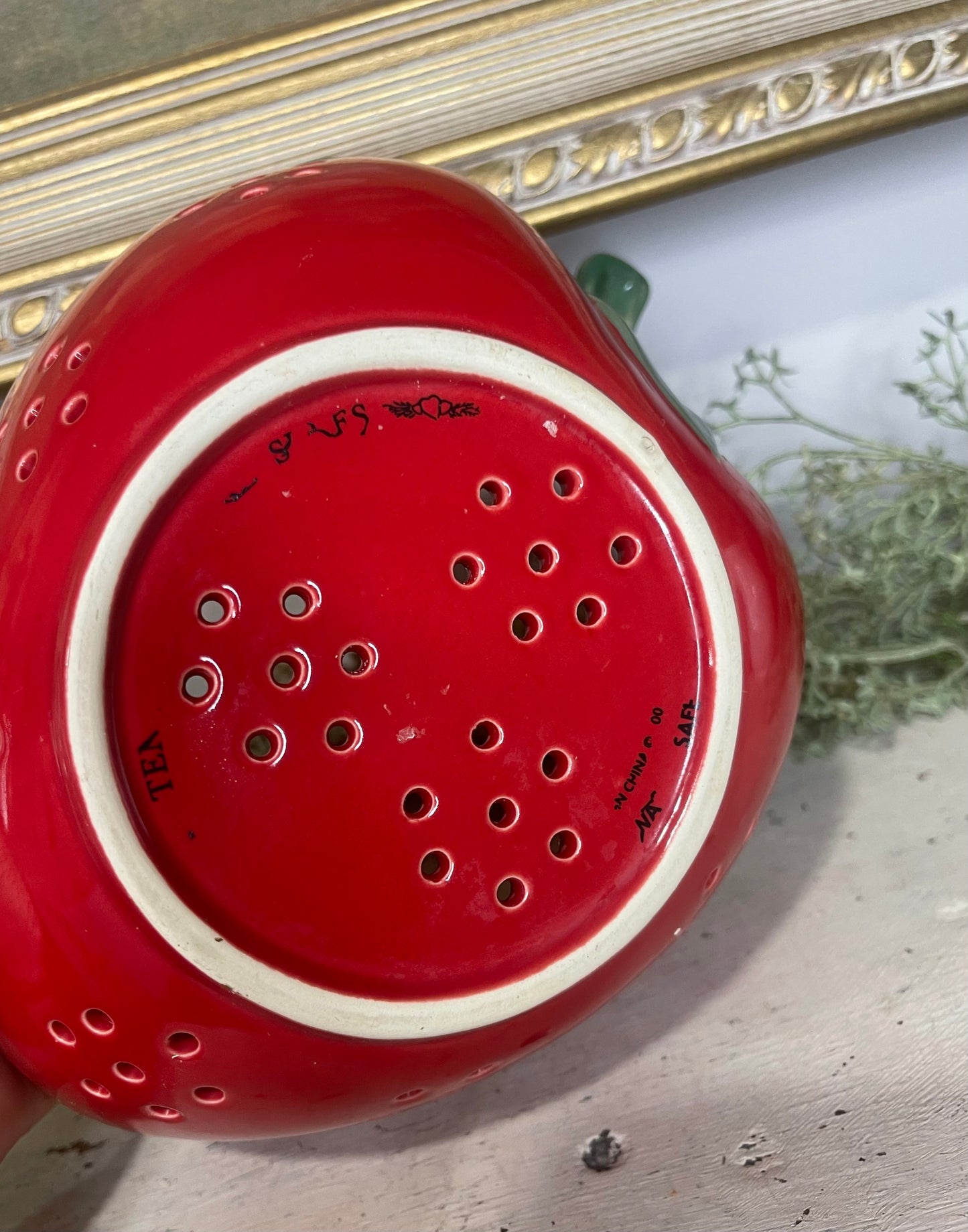 Vintage Strawberry Glass Colander