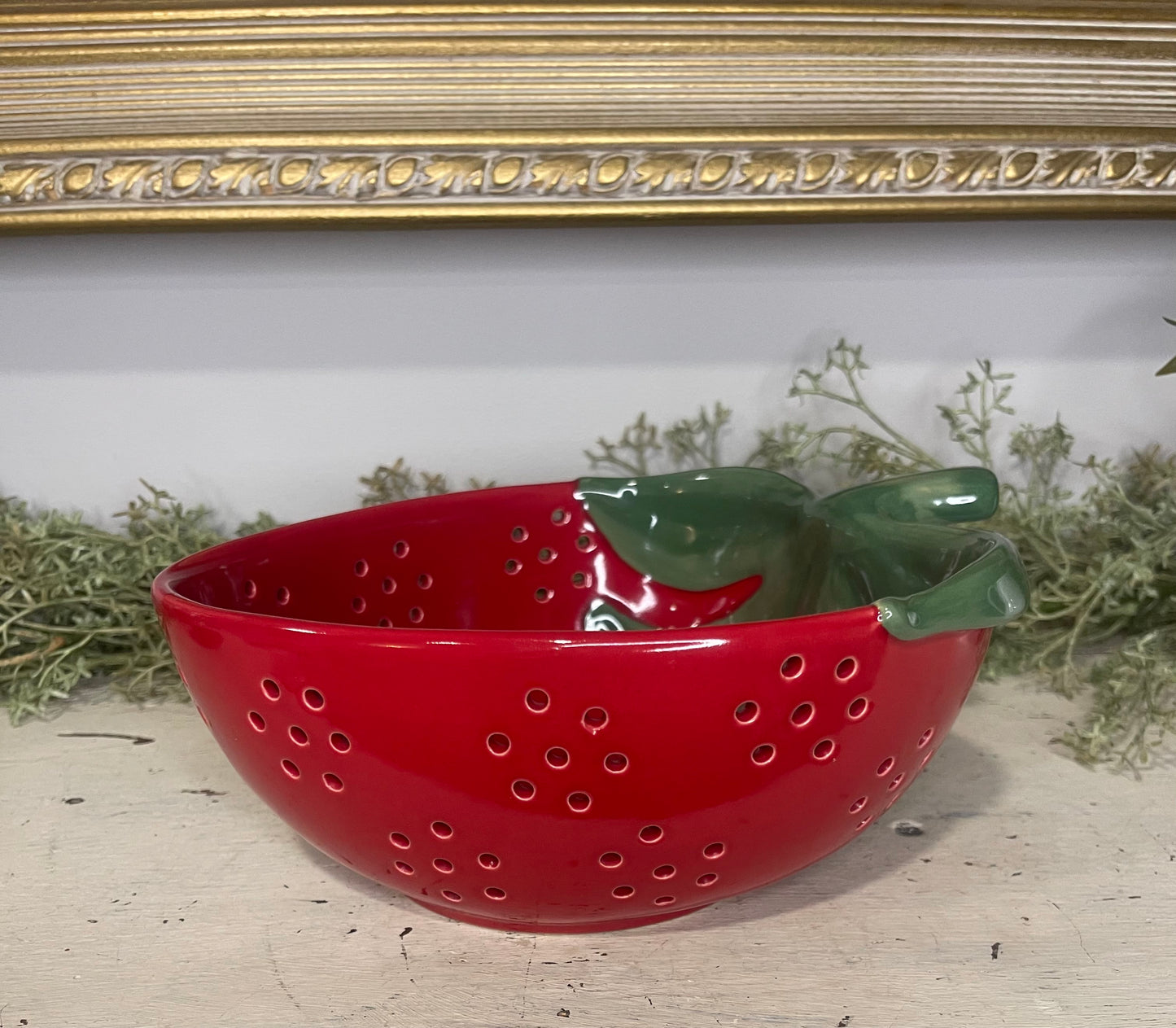 Vintage Strawberry Glass Colander