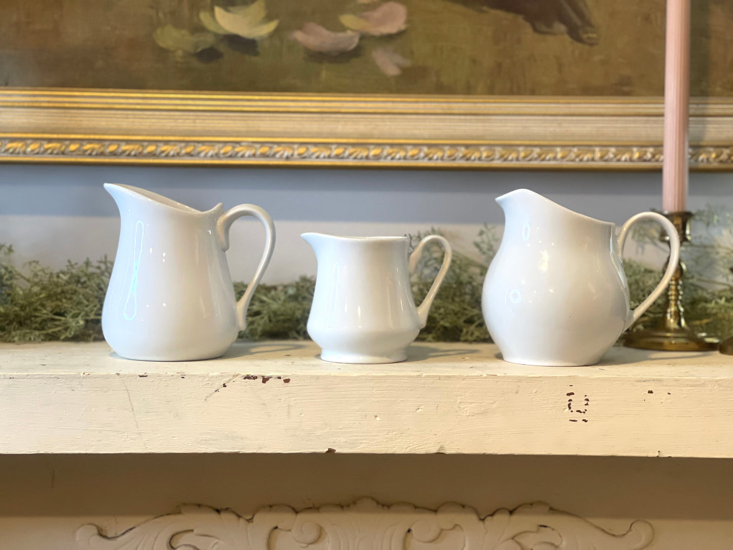 Farmhouse Ironstone Pitchers - Set of Three