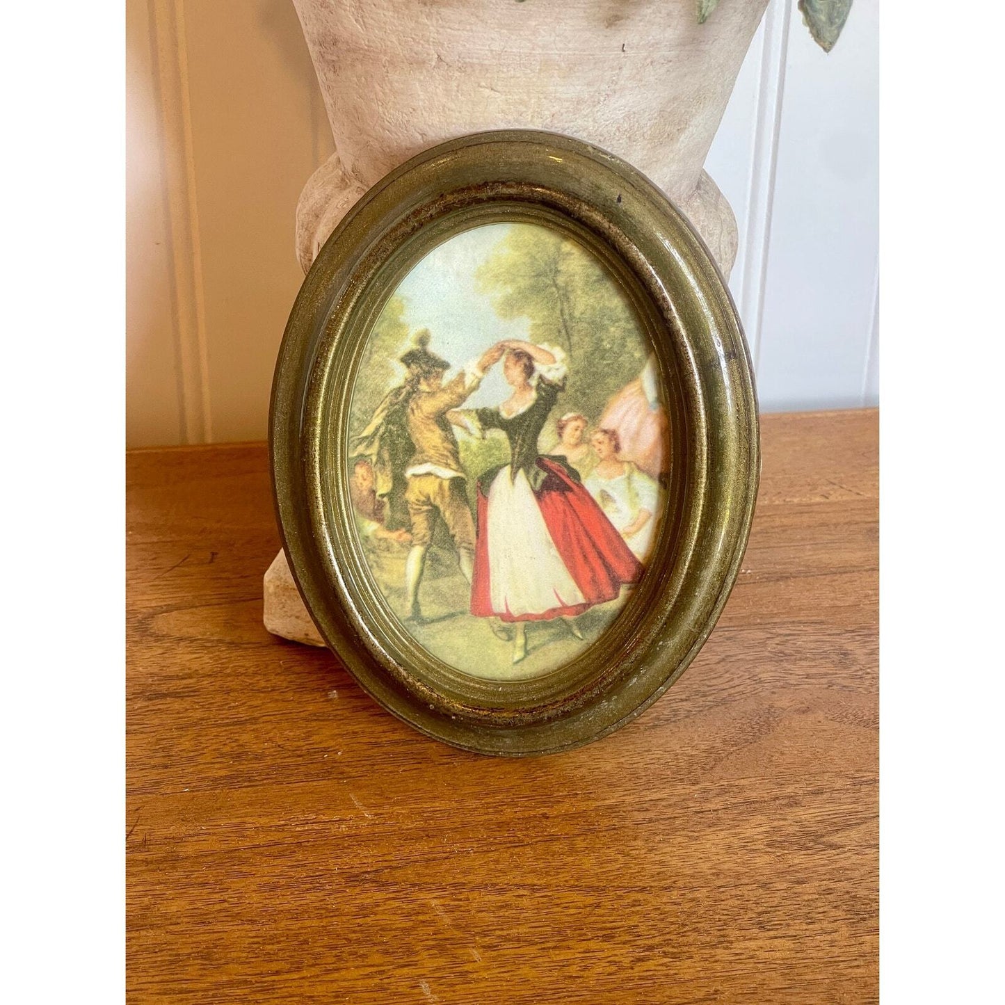 Vintage Italian Wall Picture Man Woman Dancing | Italy | Vintage Art | Oval Art