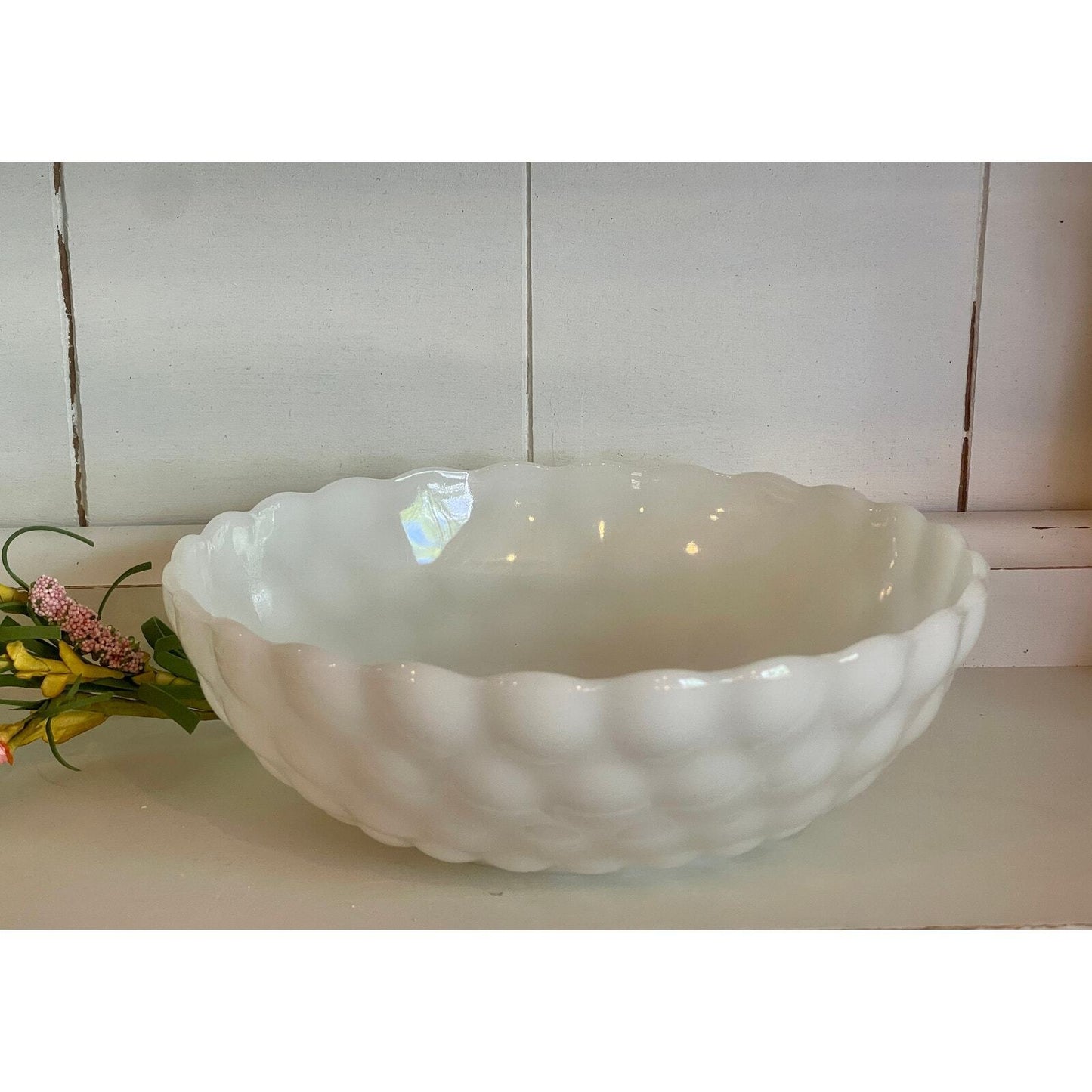 Vintage Bubble Milk Glass Bowl | Vintage Kitchen | Farmhouse Style | Vintage