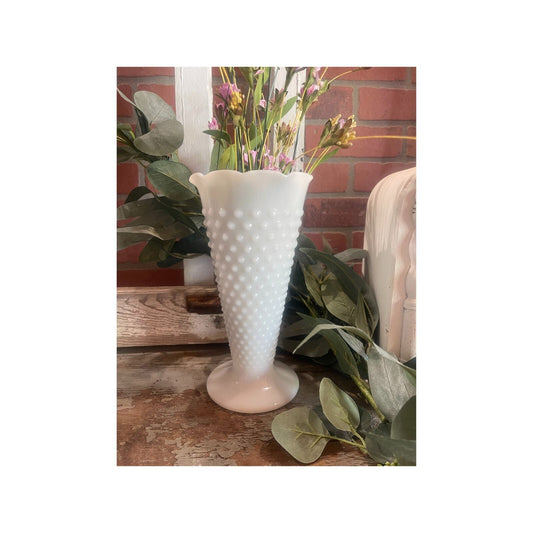 Hobnail Milk Glass Vase| Vintage Farmhouse Vase | Vintage Decor | White Vase