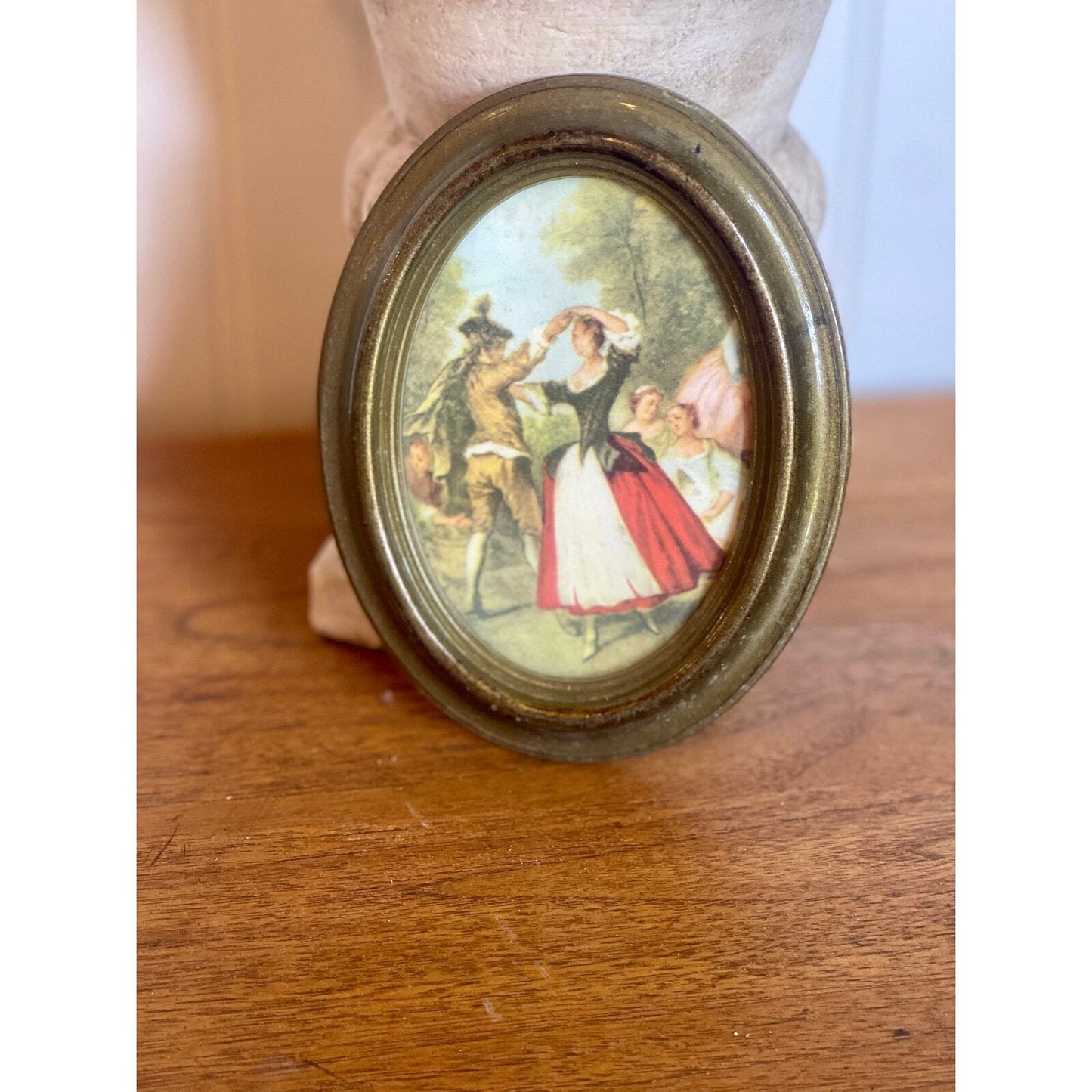 Vintage Italian Wall Picture Man Woman Dancing | Italy | Vintage Art | Oval Art